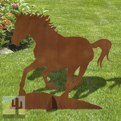 603037 - 36in W Running Horse Silhouette Rustic Metal Yard Art