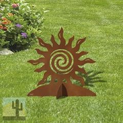 603039 - 24in H Spiral Sun Silhouette Rustic Metal Yard Art