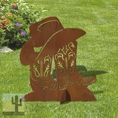 603048 - 30in H Boots Hat Silhouette Rustic Metal Yard Art