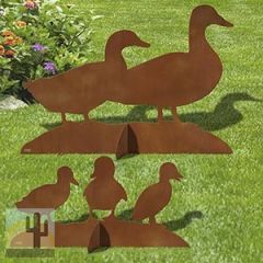 603051 - Two-Piece Duck Family Silhouette Rustic Metal Yard Art