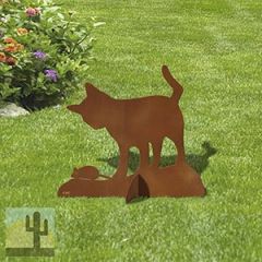 603056 - 24in W Cat And Mouse Silhouette Rustic Metal Yard Art