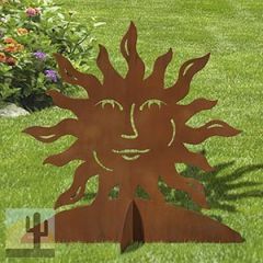 603215 - 36in H Sun Face Silhouette Rustic Metal Yard Art