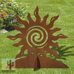 603239 - 36in H Spiral Sun Silhouette Rustic Metal Yard Art