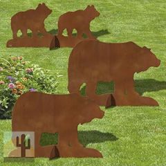 603244 - 3-Piece Bear Family of Four Silhouette Rustic Metal Yard Art