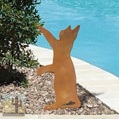 603401 - Reaching Cat Small Rust Metal Garden Sculpture
