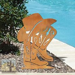603406 - Boots and Hat Small Rust Metal Garden Sculpture