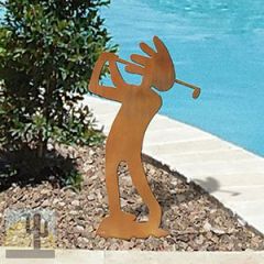 603414 - Kokopelli Golfer Small Rust Metal Garden Sculpture