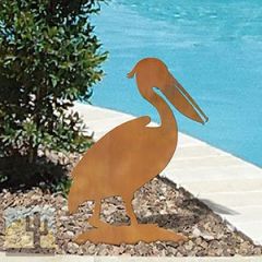 603422 - Pelican Small Rust Metal Garden Sculpture