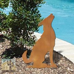 603427 - 18in or 24in Rust Metal Garden Art - Coyote Facing Right