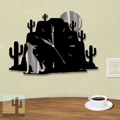 604001 - Cactus Mountain Southwestern Coyote and Moon Wall Clock