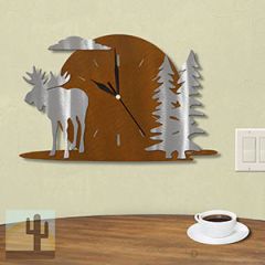 604014 - Moonrise Lodge Moose and Trees Wall Clock