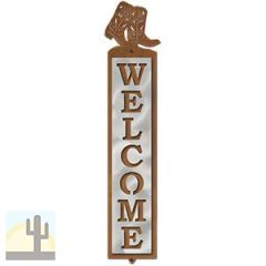 605038 - Boots Design Polished Steel on Rust Welcome Sign