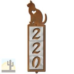 605053 - Love Cats Design 3-Digit Vertical Tile House Numbers