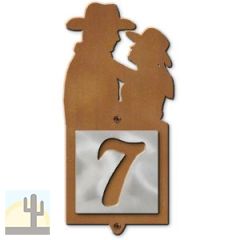 605081 - Cowboy Couple Design One-Digit Rustic Tile Door Number