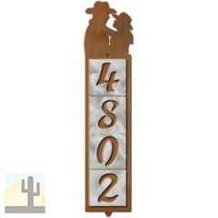 605084 - Cowboy Couple Design 4-Digit Vertical Tile House Numbers