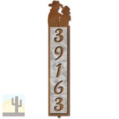 605085 - Cowboy Couple Design 5-Digit Vertical Tile House Numbers