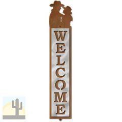 605088 - Cowboy Couple Design Polished Steel on Rust Welcome Sign