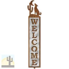 605098 - Howling Coyote Design Polished Steel on Rust Welcome Sign