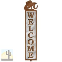 605338 - Hat n Horseshoes Design Polished Steel on Rust Welcome Sign