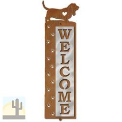 606148 - Basset Hound Nose Prints Polished Steel on Rust Welcome Sign