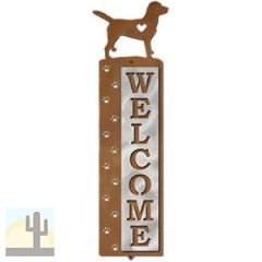 606268 - Labrador Nose Prints Polished Steel on Rust Welcome Sign