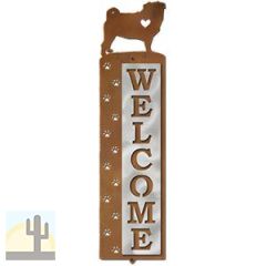 606308 - Pug Nose Prints Polished Steel on Rust Welcome Sign