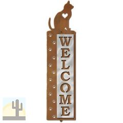 606368 - Cat Tracks Design Polished Steel on Rust Welcome Sign