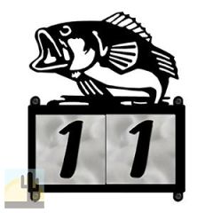 607002 - Jumping Bass in Reeds Design 2-Digit Horizontal 4-inch Tile Outdoor House Numbers