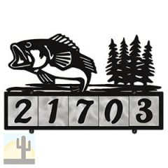 607015 - Jumping Bass with Trees Design 5-Digit Horizontal 4-inch Tile Outdoor House Numbers