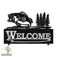 607018 - Jumping Bass with Trees Design Horizontal Metal Welcome Wall Plaque