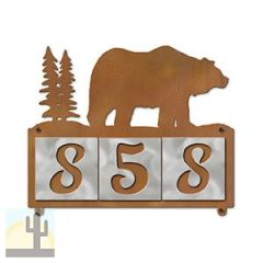 607023 - Bear in the Woods Design 3-Digit Horizontal 4-inch Tile Outdoor House Numbers