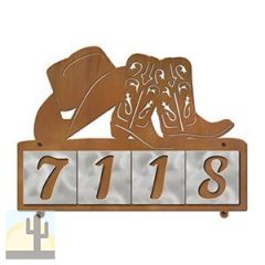 607034 - Cowboy Hat and Boots Design 4-Digit Horizontal 4-inch Tile Outdoor House Numbers