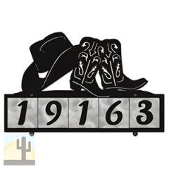 607035 - Cowboy Hat and Boots Design 5-Digit Horizontal 4-inch Tile Outdoor House Numbers