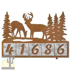 607065 - Deer Buck and Doe Design 5-Digit Horizontal 4-inch Tile Outdoor House Numbers
