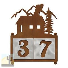 607072 - Cabin in the Woods Design 2-Digit Horizontal 4-inch Tile Outdoor House Numbers