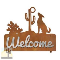 607088 - Howling Coyote Design Horizontal Metal Welcome Wall Plaque