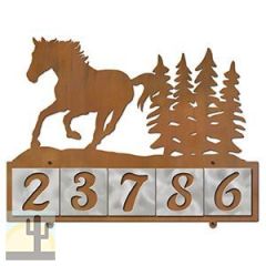 607105 - Running Horse Scene Design 5-Digit Horizontal 4-inch Tile Outdoor House Numbers