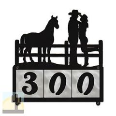 607113 - Cowboy Couple with Horse Design 3-Digit Horizontal 4-inch Tile Outdoor House Numbers