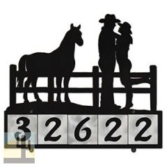 607115 - Cowboy Couple with Horse Design 5-Digit Horizontal 4-inch Tile Outdoor House Numbers