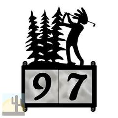 607142 - Kokopelli Golfer in the Woods Design 2-Digit Horizontal 4-inch Tile Outdoor House Numbers