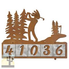 607145 - Kokopelli Golfer in the Woods Design 5-Digit Horizontal 4-inch Tile Outdoor House Numbers