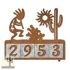 607154 - Kokopelli Desert Scene Design 4-Digit Horizontal 4-inch Tile Outdoor House Numbers