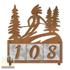 607163 - Kokopelli Alpine Skier Design 3-Digit Horizontal 4-inch Tile Outdoor House Numbers