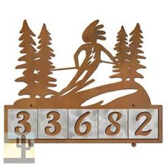 607165 - Kokopelli Alpine Skier Design 5-Digit Horizontal 4-inch Tile Outdoor House Numbers