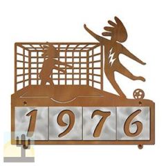 607194 - Kokopelli Soccer Player and Goalie Design 4-Digit Horizontal 4-inch Tile Outdoor House Numbers