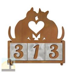 607203 - Two Cats in Love Design 3-Digit Horizontal 4-inch Tile Outdoor House Numbers