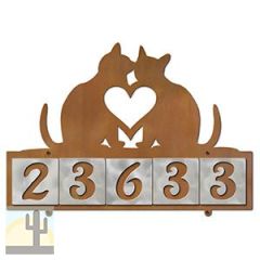 607205 - Two Cats in Love Design 5-Digit Horizontal 4-inch Tile Outdoor House Numbers