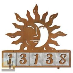 607245 - Happy Sun-Moon Design 5-Digit Horizontal 4-inch Tile Outdoor House Numbers