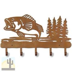608012 - 24in Jumping Bass with Trees Design Metal Coat and Hat Hooks