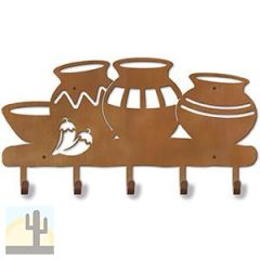 608052 - 24in Four Pots with Chilies Design Metal Coat and Hat Hooks
